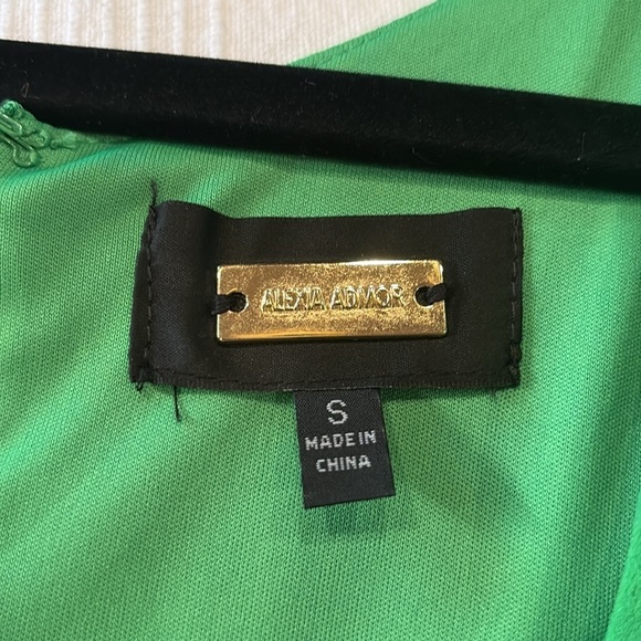 ALEXA ADMOR sexy Dress V Neck Naomi Draped Sheath Emerald midi size S - Picture 6 of 11